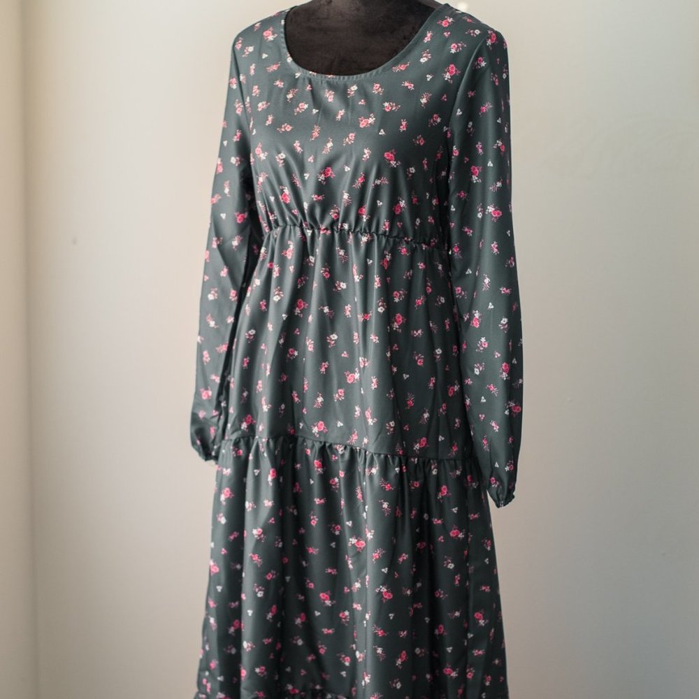 maxi green floral dress